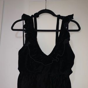 Black Velvet Vintage Halter Gown w ruffle